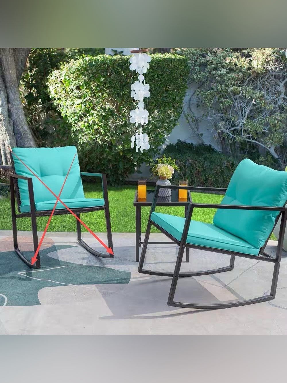 NEW-2-Pieces Wicker Outdoor Rocking Chair